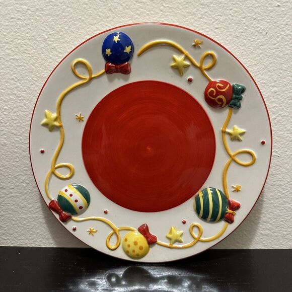 Christmas Plate Hand Painted Ornaments For Candles‎ Or Cookies 7.5" Set Of 4 - Picture 1 of 2